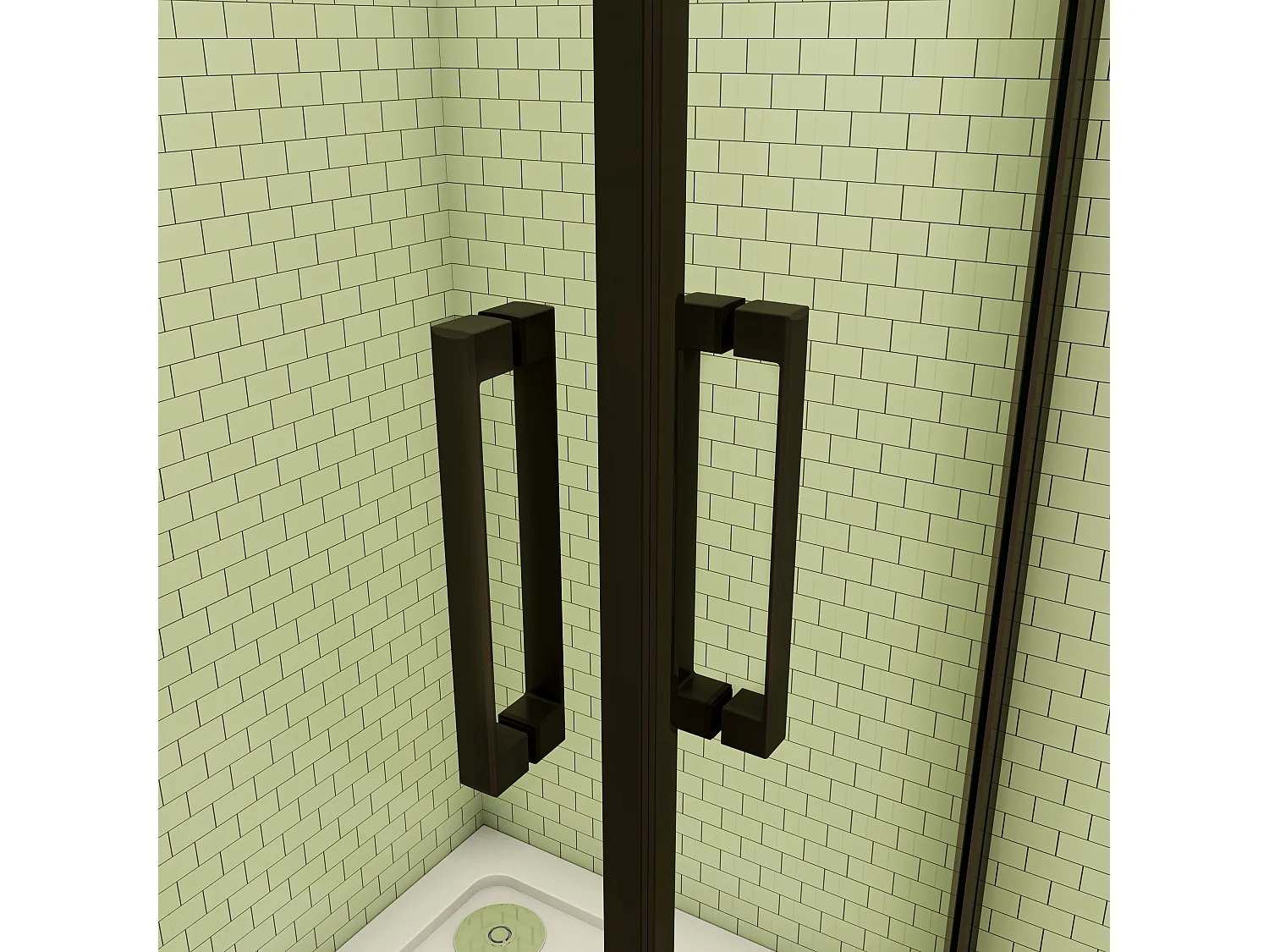 100x90x200cm 8mm Duschtrennwand Drehtür Glastür  Duschtür Duschkabine schwarz mit Duschwand