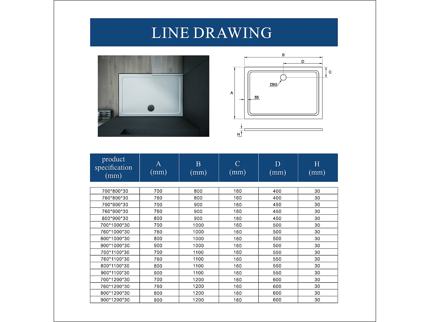 100x90x200cm 8mm Duschtrennwand Drehtür Glastür  Duschtür Duschkabine schwarz mit Duschwand