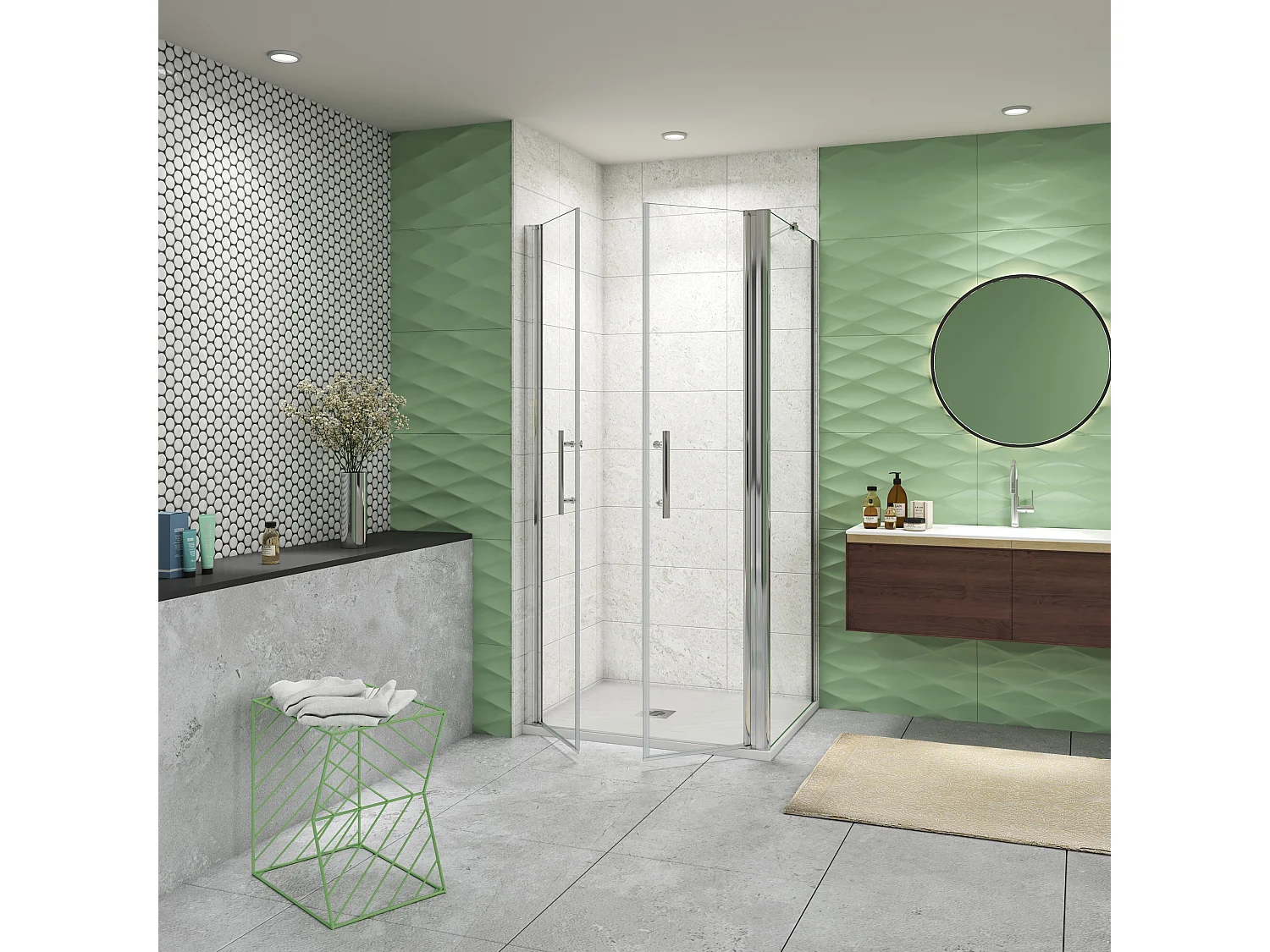 90x80x195cm 6mm Duschtrennwand Drehtür Glastür  Duschtür Duschkabine schwarz mit Duschwand