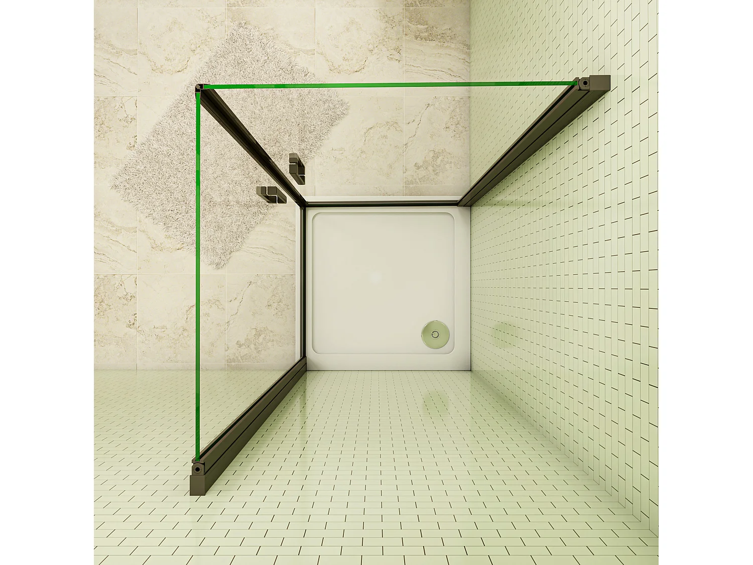 100x80x200cm 8mm Duschtrennwand Drehtür Glastür  Duschtür Duschkabine schwarz mit Duschwand