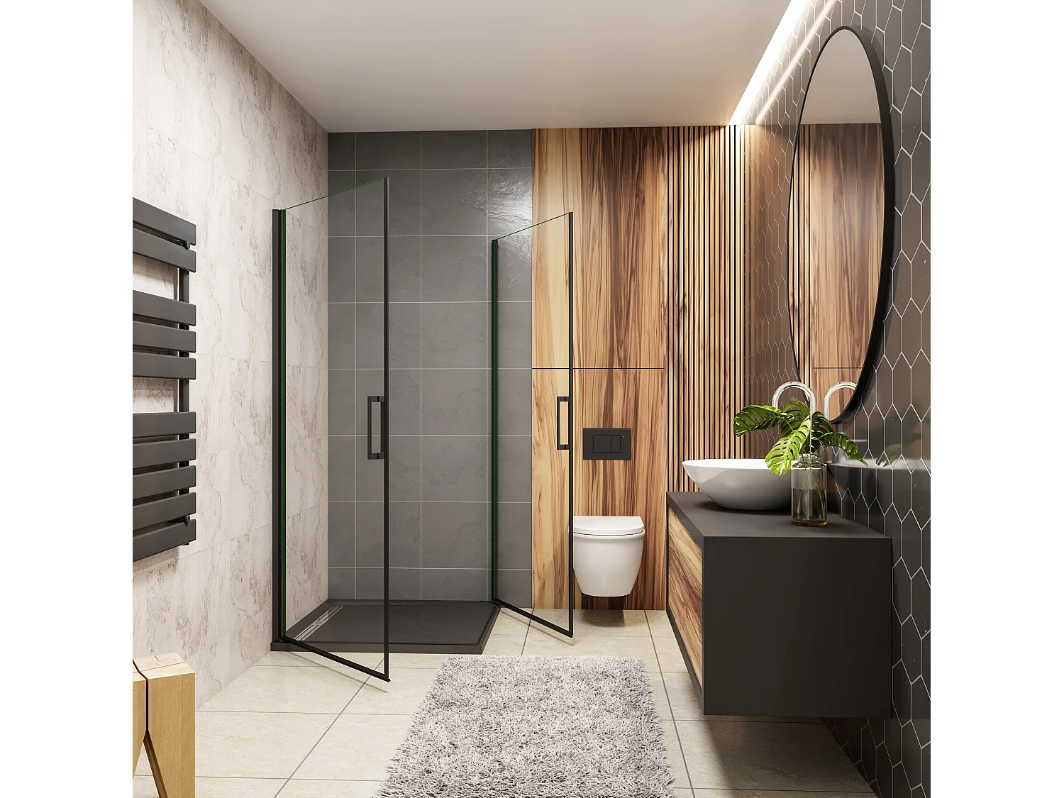 100x80x200cm 8mm Duschtrennwand Drehtür Glastür  Duschtür Duschkabine schwarz