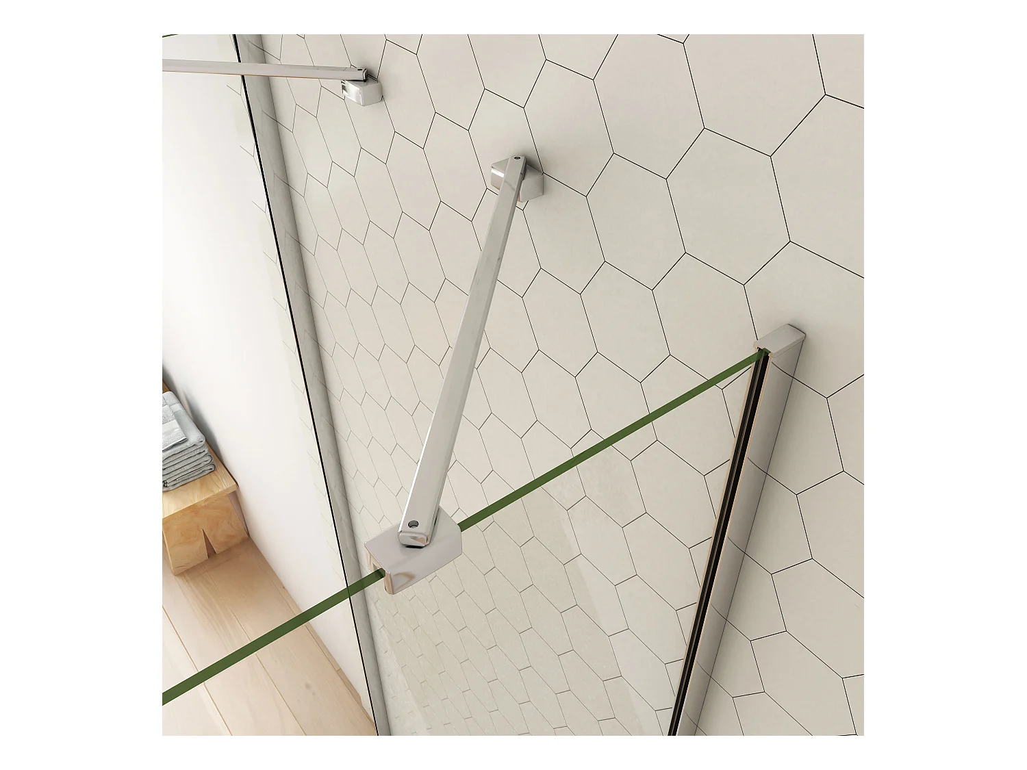 70x80x80x195cm 6mm Sicherheitsglas Duschwand mit Seitenwand Duschkabine Duschtür Eckdusche Drehtür L=450 (Stützstange)