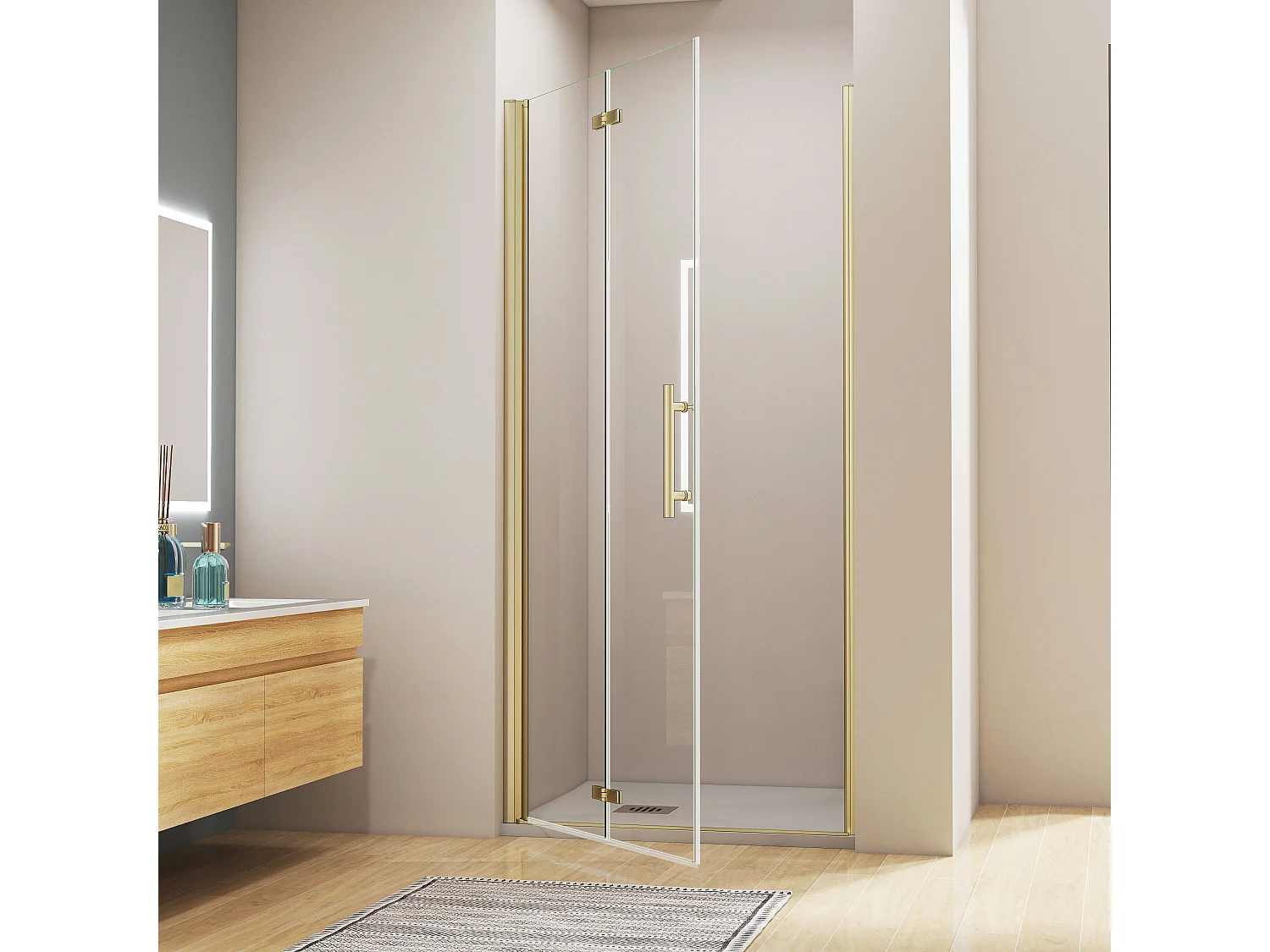 70x195cm 6mm Sicherheitsglas Duschwand Faltwand Duschkabine Duschtür Scharniertür