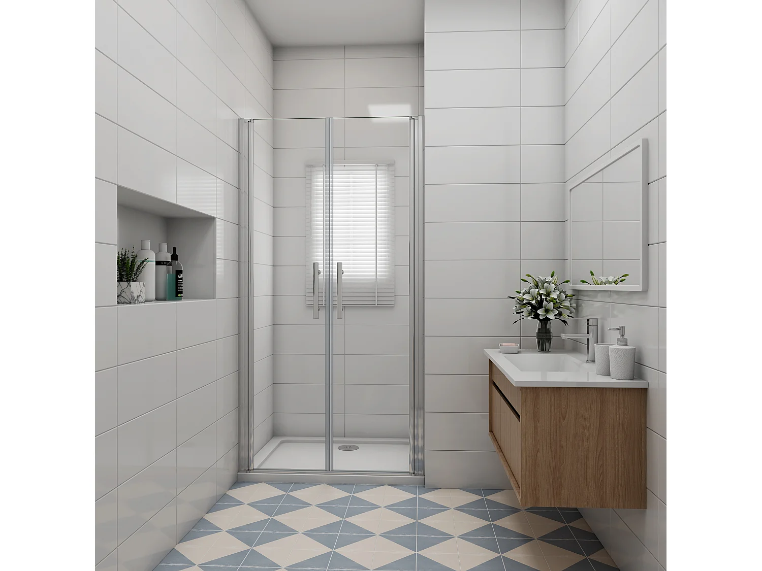 80x195cm 6mm Sicherheitsglas Duschwand Faltwand  Duschtür Scharniertür