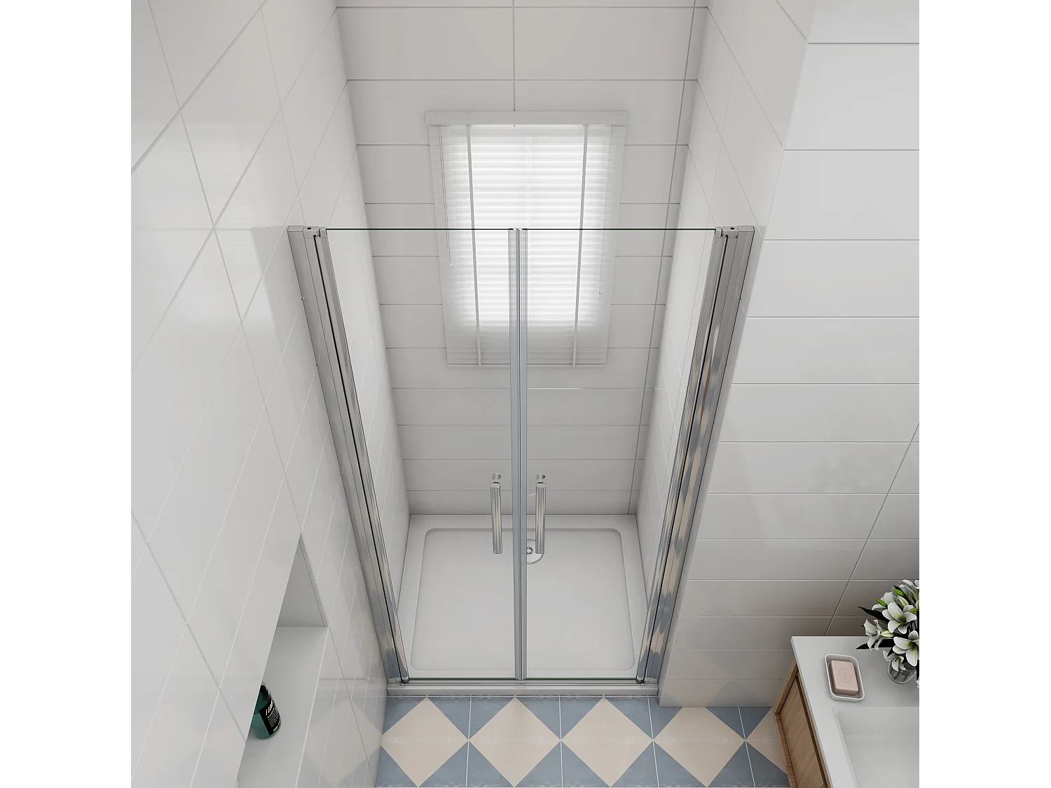 80x195cm 6mm Sicherheitsglas Duschwand Faltwand  Duschtür Scharniertür