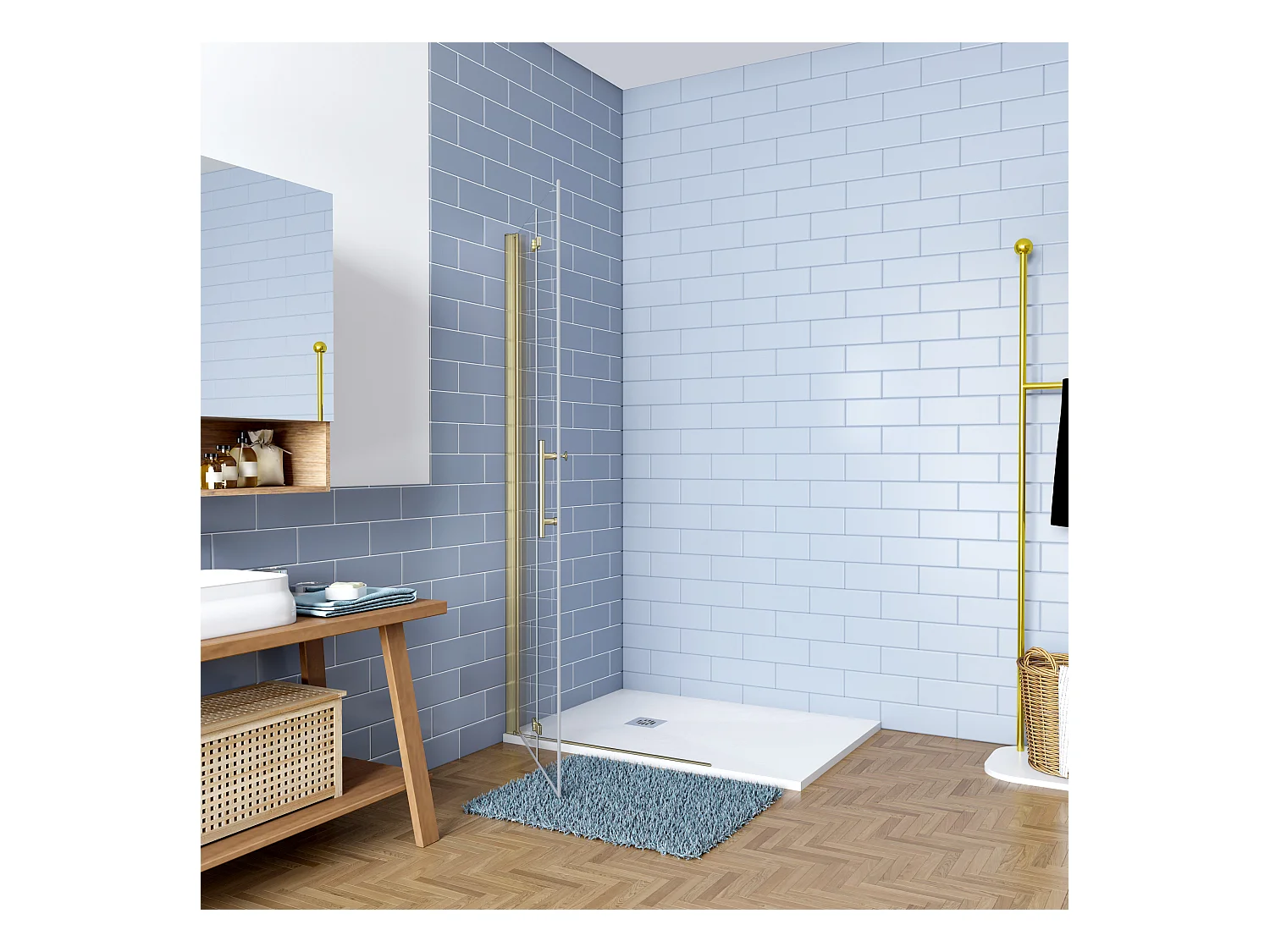 95x195cm 6mm Sicherheitsglas Duschwand Faltwand Duschkabine Duschtür Scharniertür