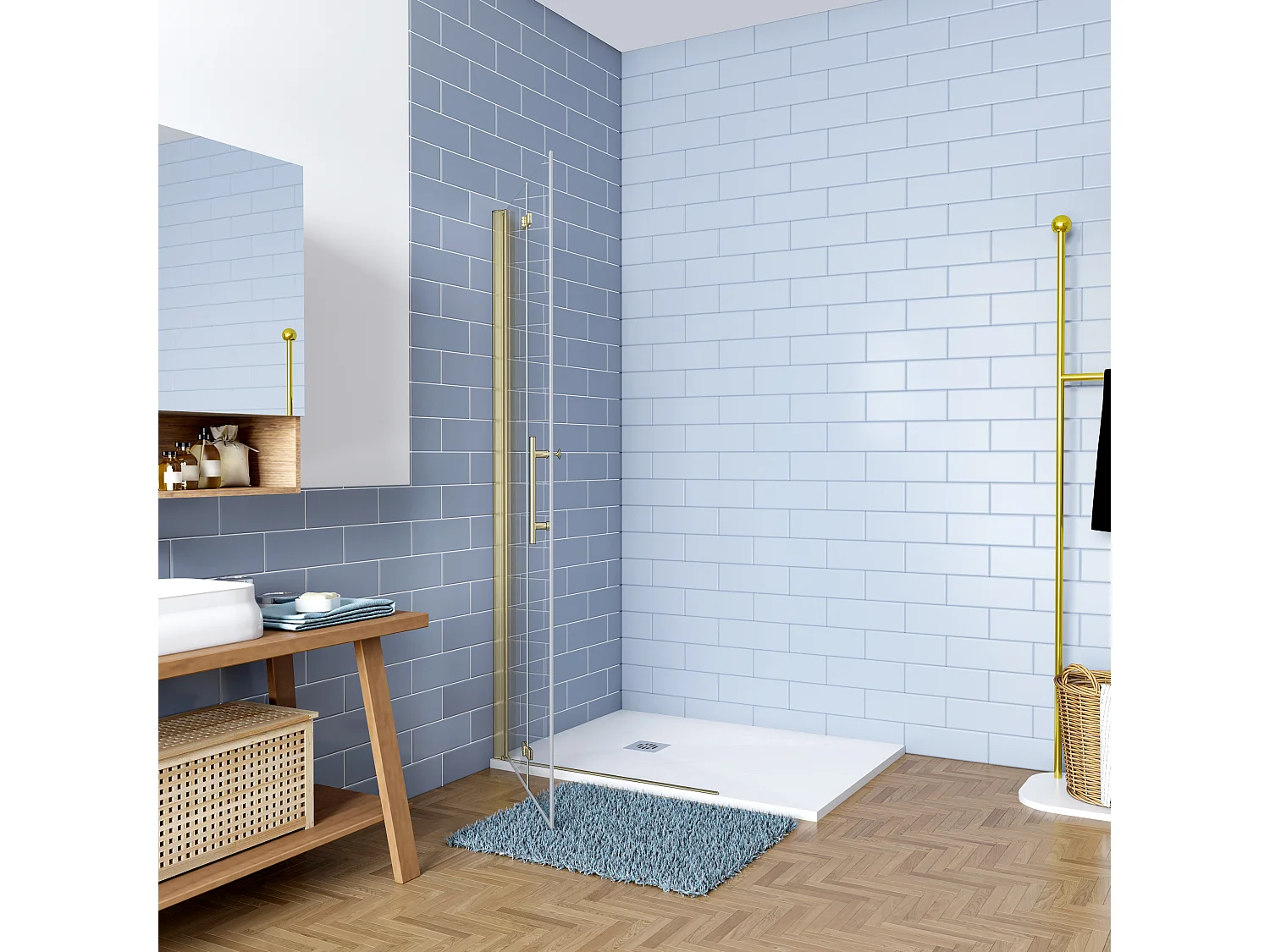 95x195cm 6mm Sicherheitsglas Duschwand Faltwand Duschkabine Duschtür Scharniertür