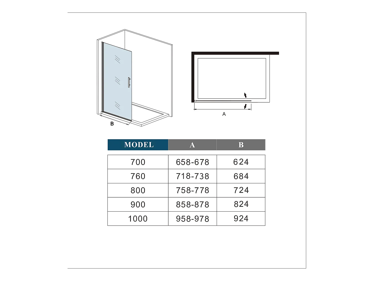 100x185cm Duschtrennwand Drehtür Glastür Nischentür Duschtür Duschkabine weiß matt