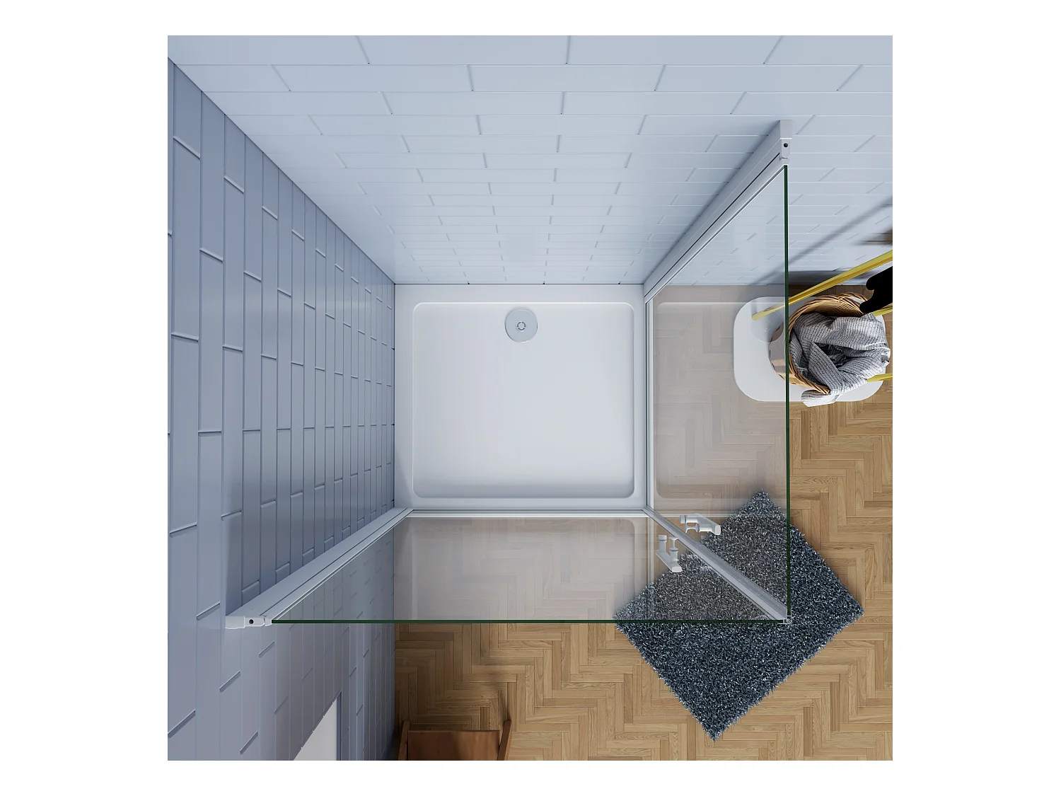 90x80x185cm Duschtrennwand Drehtür Glastür Nischentür Duschtür Duschkabine weiß matt mit duschwanne