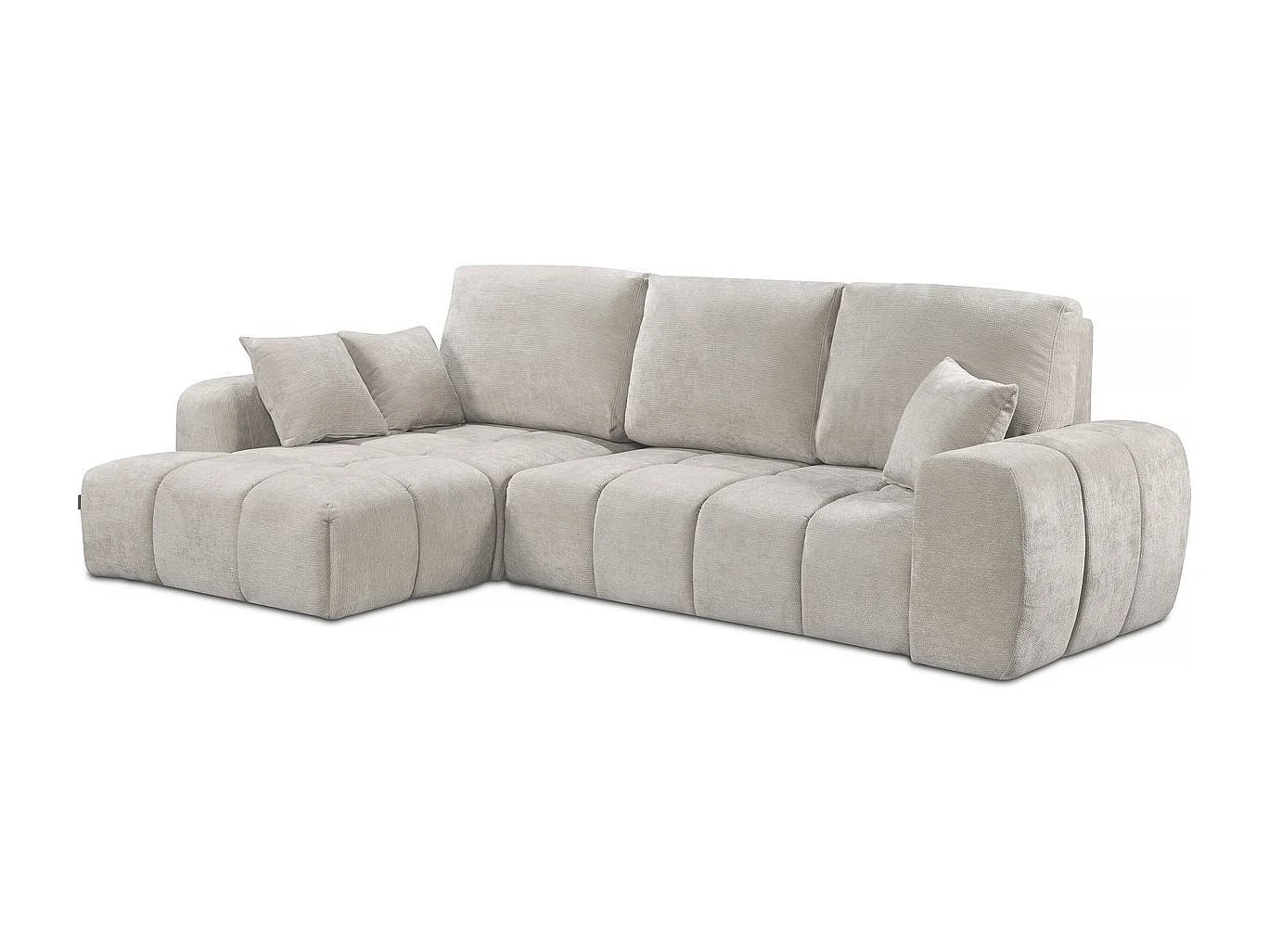 Canapé d'angle gauche convertible en tissu chenille "Verneuil" - 3 places - Beige