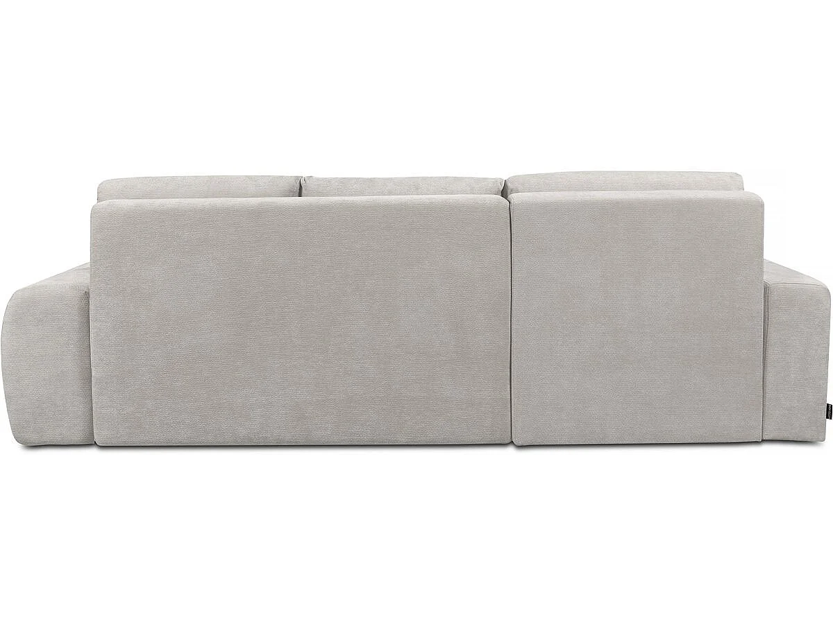 Lewa narożna sofa rozkładana w tkaninie szenilowej "Verneuil" - 3 miejsca - beżowa