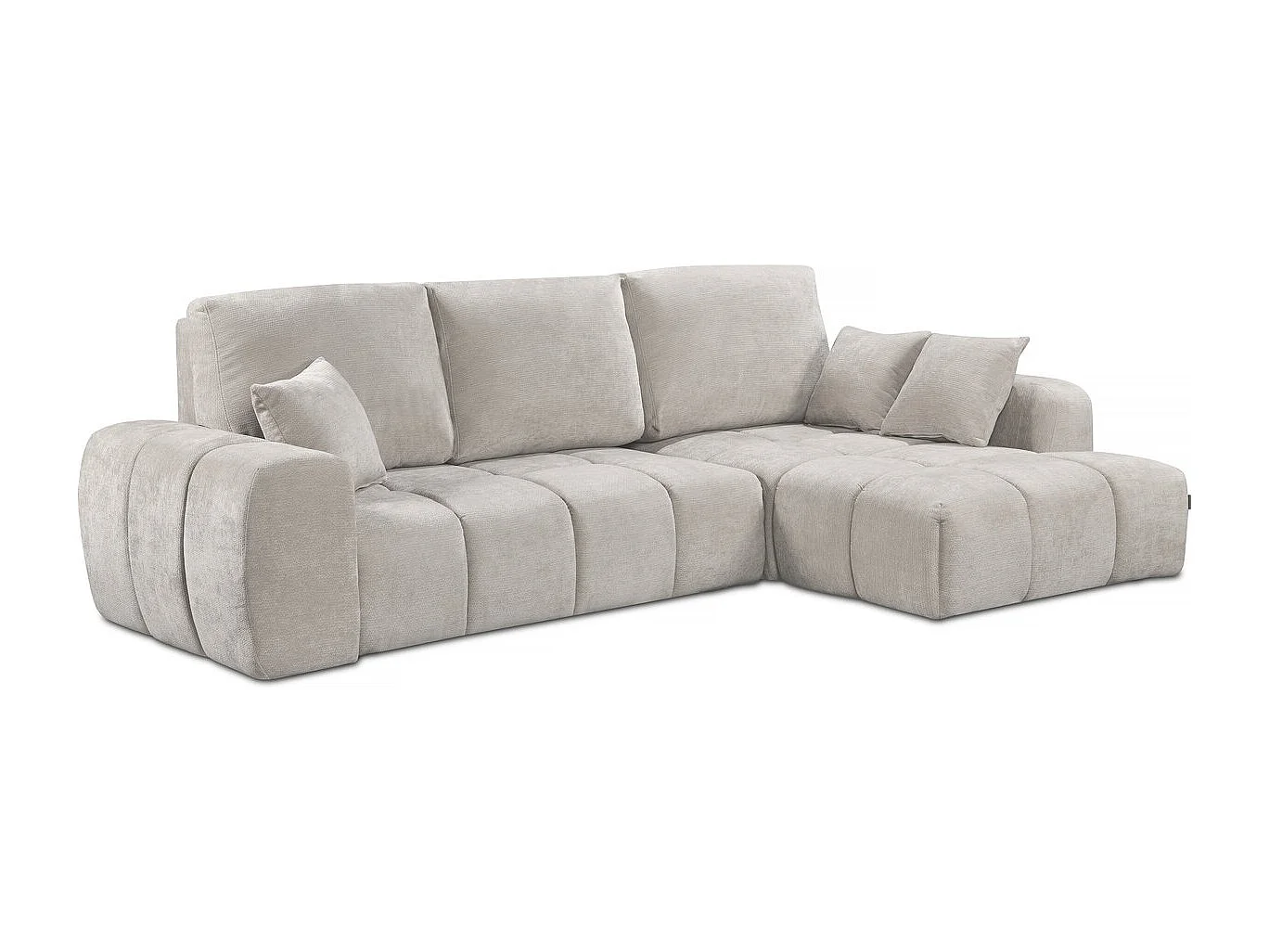 Canapé d'angle droit convertible en tissu chenille "Verneuil" - 3 places - Beige