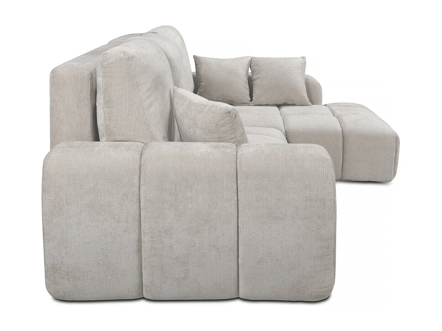 Canapé d'angle droit convertible en tissu chenille "Verneuil" - 3 places - Beige