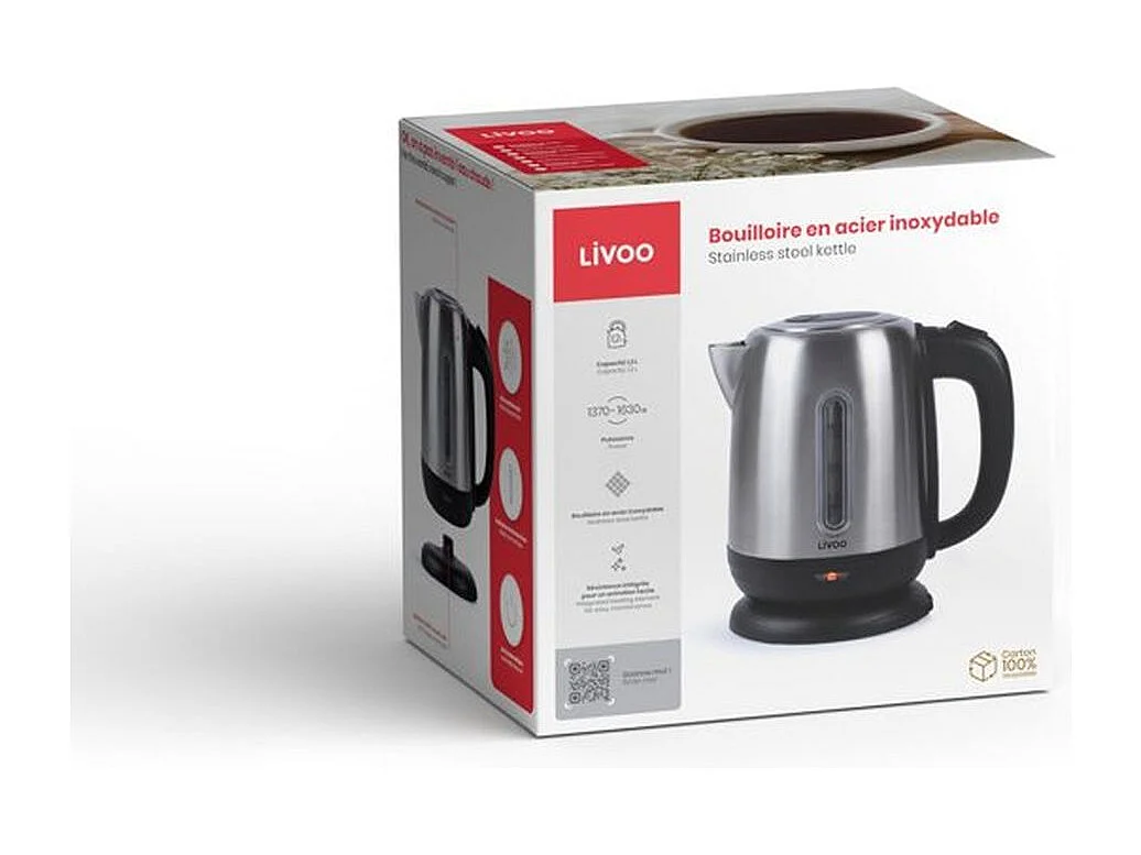 LIVOO Feel good moments Bouilloire sans fil électrique Gris