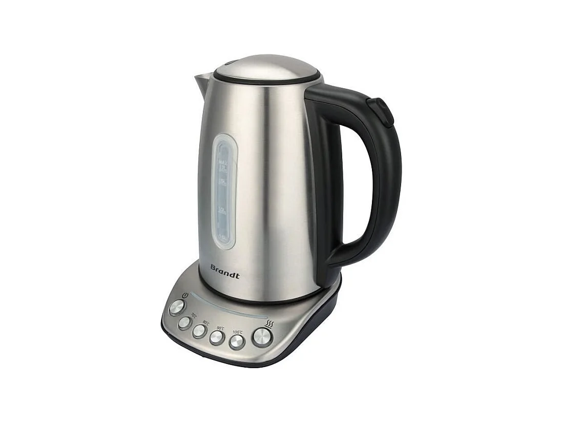 Bouilloire - BRANDT - BO1202B - 1,7 L - 5 températures + maintien au chaud - Inox et noir