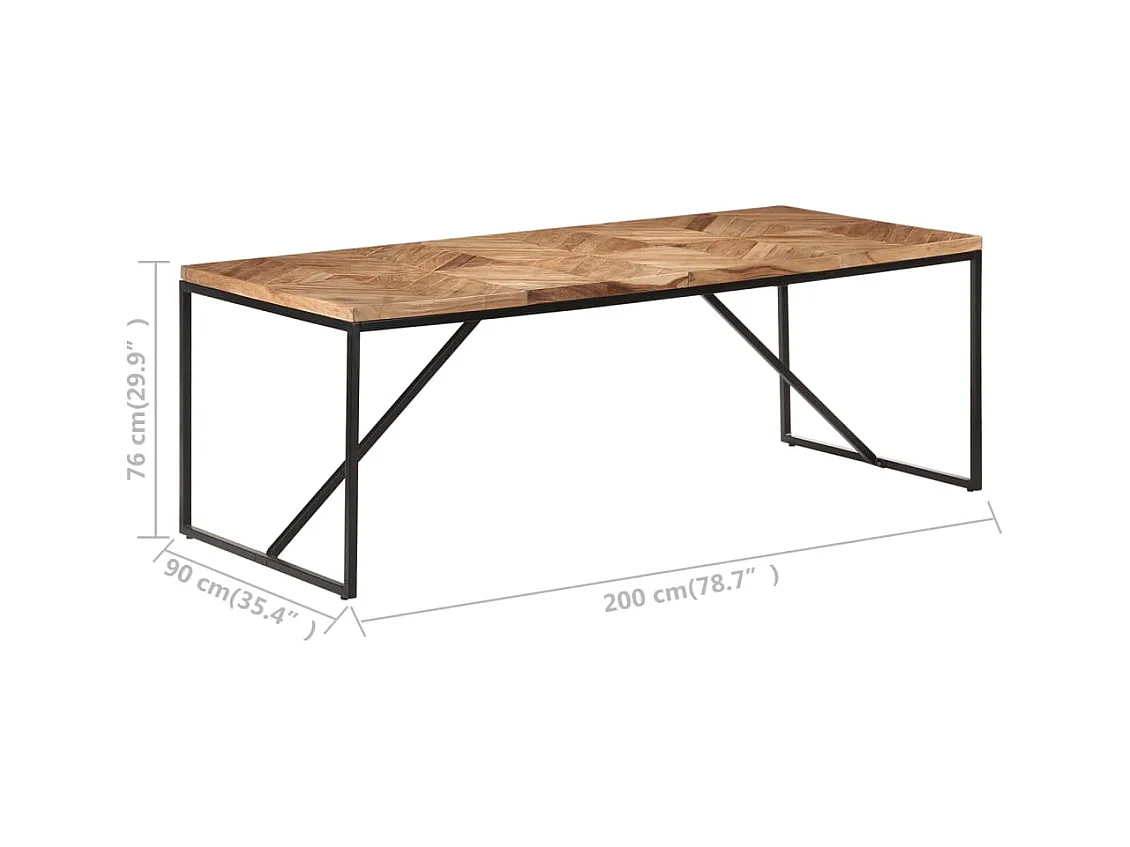 Table à dîner 200x90x76 cm Bois massif d'acacia et de manguier