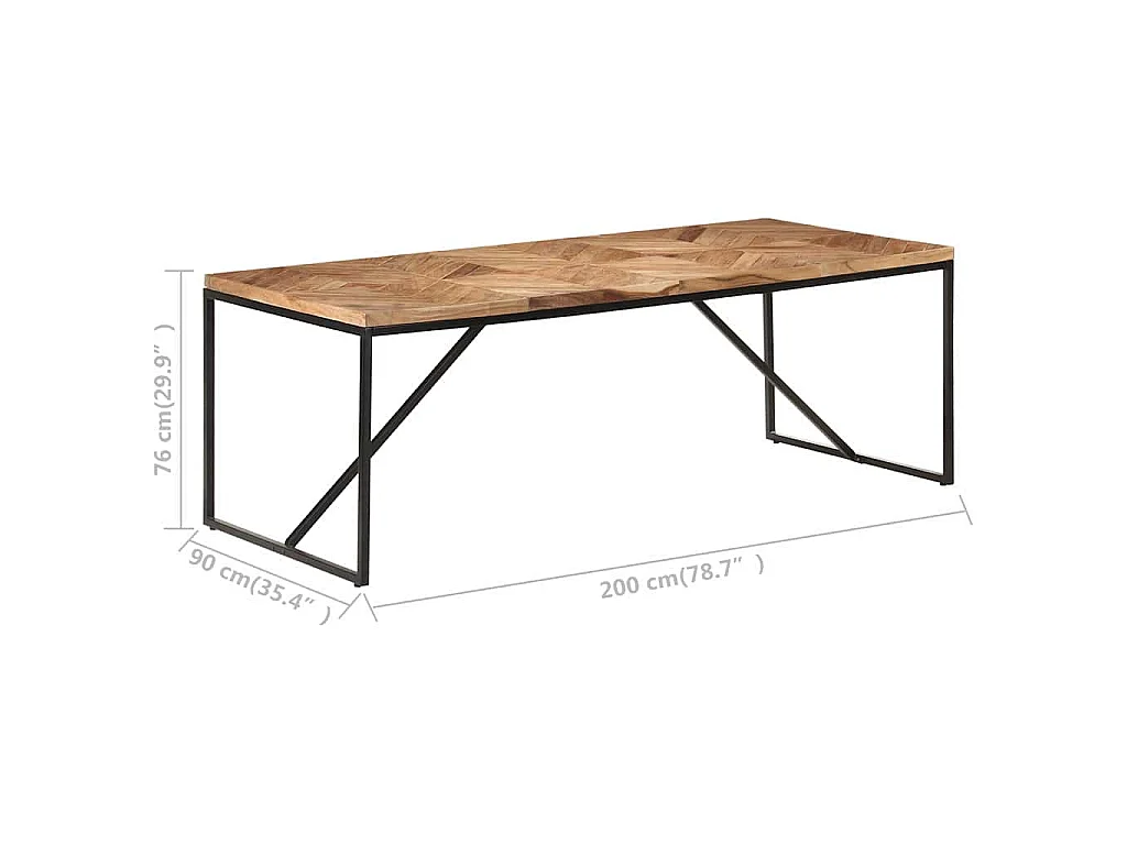 Mesa de comedor madera maciza de acacia y mango 200x90x76 cm