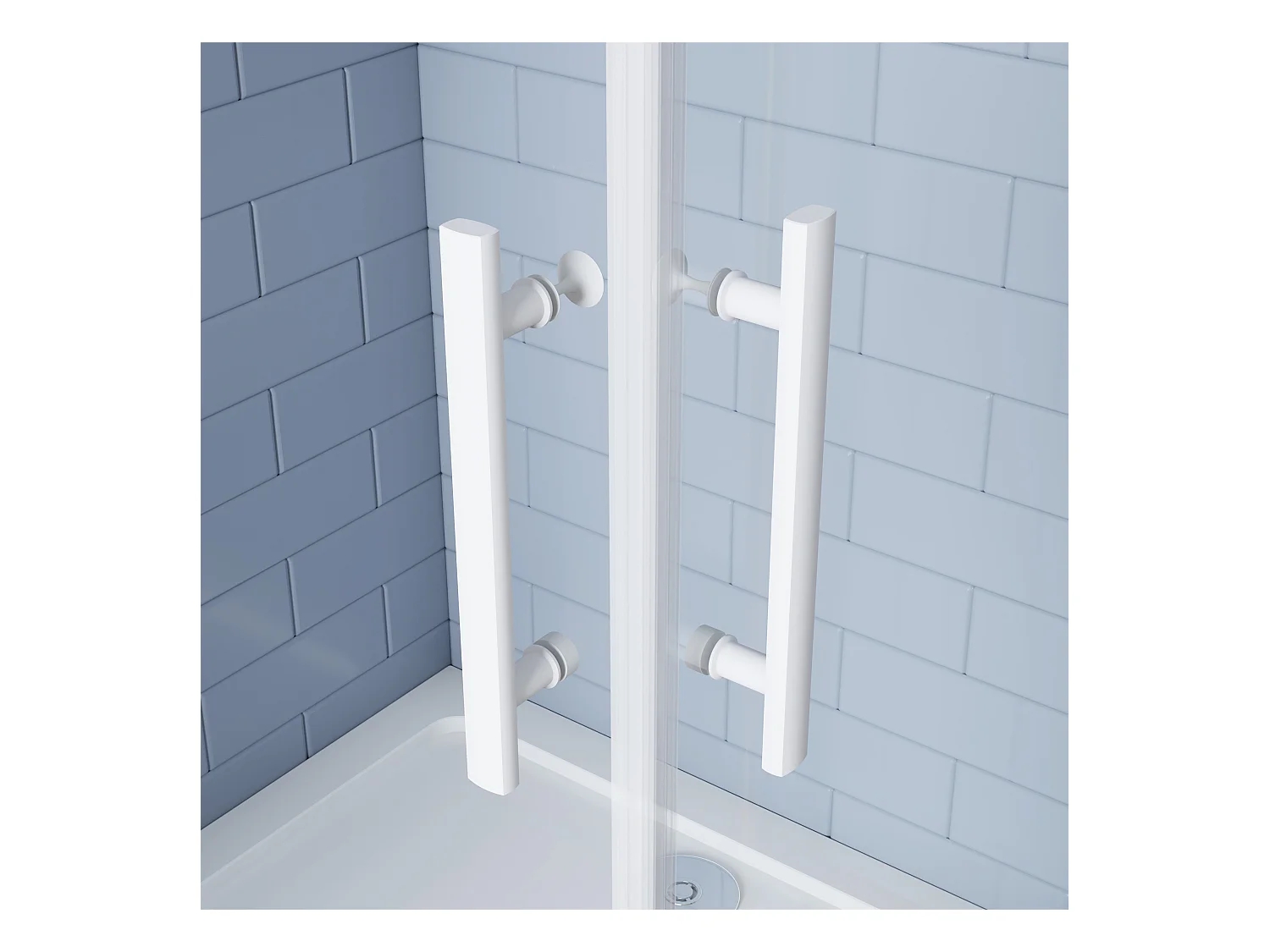 100x100x185cm Duschtrennwand Drehtür Glastür Nischentür Duschtür Duschkabine weiß matt mit duschwanne