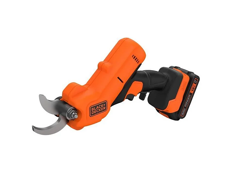 Sécateur BLACK+DECKER - Batterie Lithium 18V 2Ah - Capacité de coupe 25mm - Gâchette de sécurité