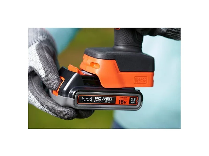 Sécateur BLACK+DECKER - Batterie Lithium 18V 2Ah - Capacité de coupe 25mm - Gâchette de sécurité