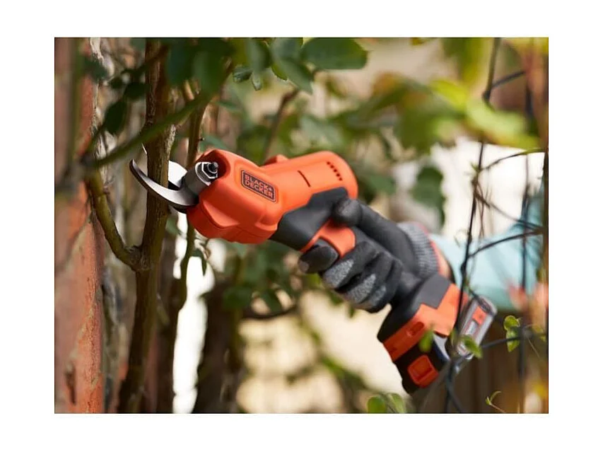 Sécateur BLACK+DECKER - Batterie Lithium 18V 2Ah - Capacité de coupe 25mm - Gâchette de sécurité