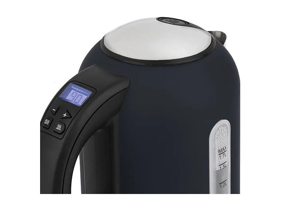 Bouilloire programmable - HKoeNIG - Boe56 - 1,7L - 2200 W - Température réglable - Ecran LCD - Bleu nuit mat et acier inoxydab