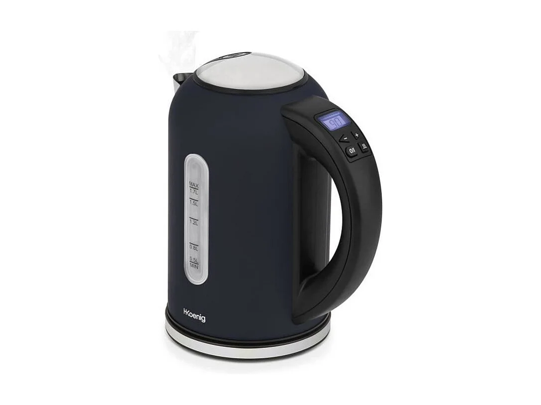 Bouilloire programmable - HKoeNIG - Boe56 - 1,7L - 2200 W - Température réglable - Ecran LCD - Bleu nuit mat et acier inoxydab