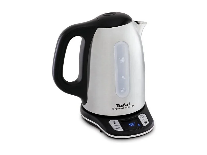 TEFAL Bouilloire électrique 1,7 L, 2400 W, 7 températures réglables, Maintien au chaud 60 min, Inox, Express Control KI240D10