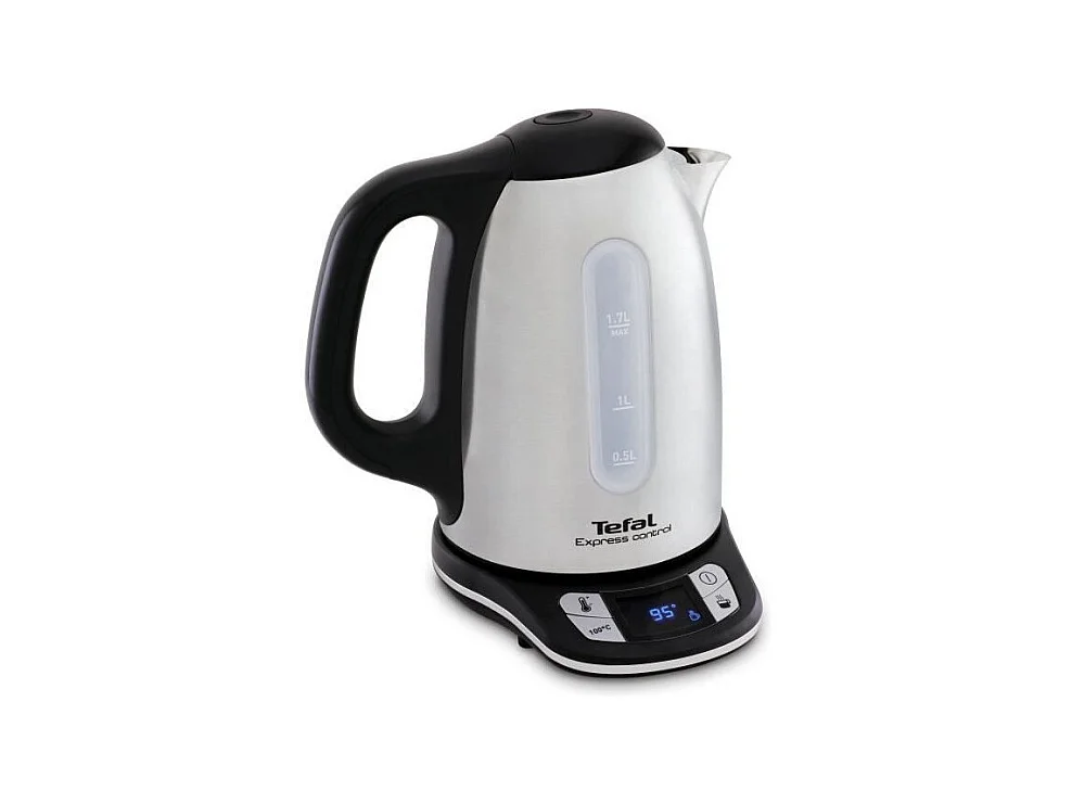 TEFAL Bouilloire électrique 1,7 L, 2400 W, 7 températures réglables, Maintien au chaud 60 min, Inox, Express Control KI240D10