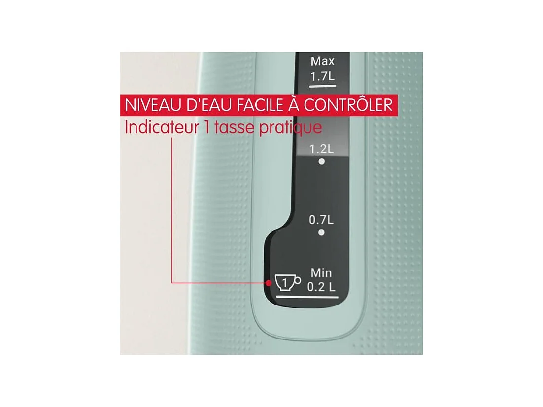 MOULINEX Bouilloire électrique 1.7 L, Indicateur 1 tasse, Filtre anticalcaire, Arret auto, Boule a thé incluse, Morning BY2M13
