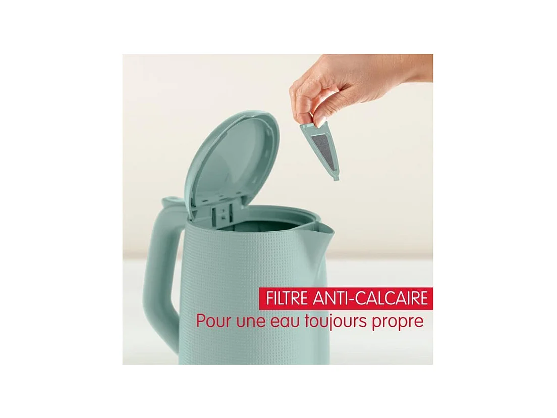 MOULINEX Bouilloire électrique 1.7 L, Indicateur 1 tasse, Filtre anticalcaire, Arret auto, Boule a thé incluse, Morning BY2M13