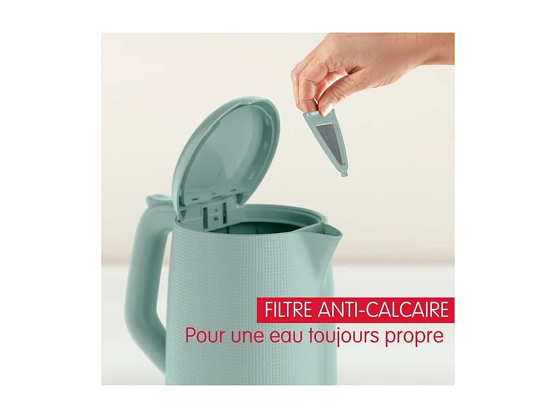 MOULINEX Bouilloire électrique 1.7 L, Indicateur 1 tasse, Filtre anticalcaire, Arret auto, Boule a thé incluse, Morning BY2M13