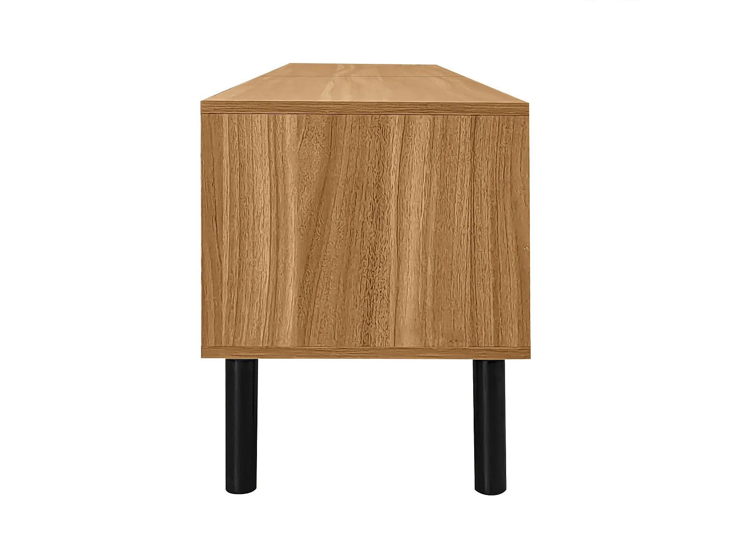 Meuble TV en Bois et Noir, Meuble TV Bas avec 4 Portes, Couloir et Chambre à Coucher, 170x38x47.7cm