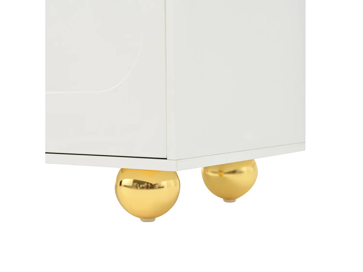 Meuble TV Blanc avec 4 Portes, Table Television Salon avec Pieds arrondis, avec Rangement