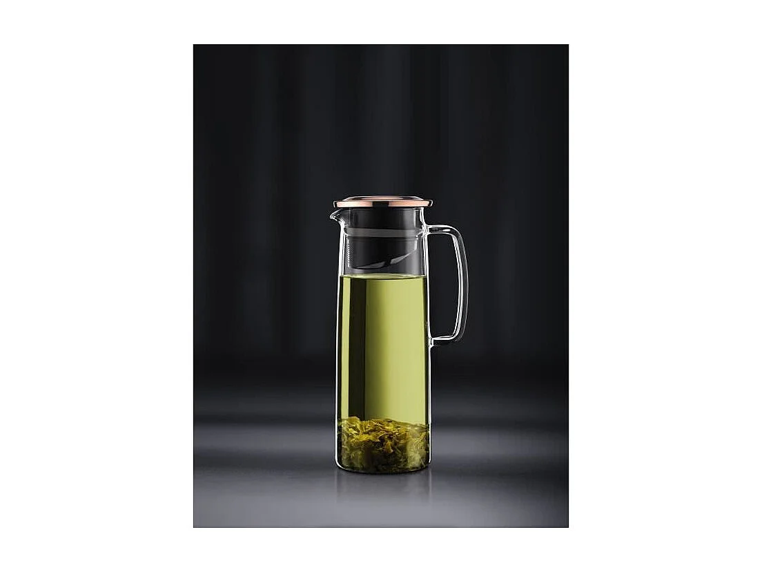 Pichet infuseur en verre - BODUM - Biasca - Couvercle cuivre avec filtre - 1.2 l - Transparent