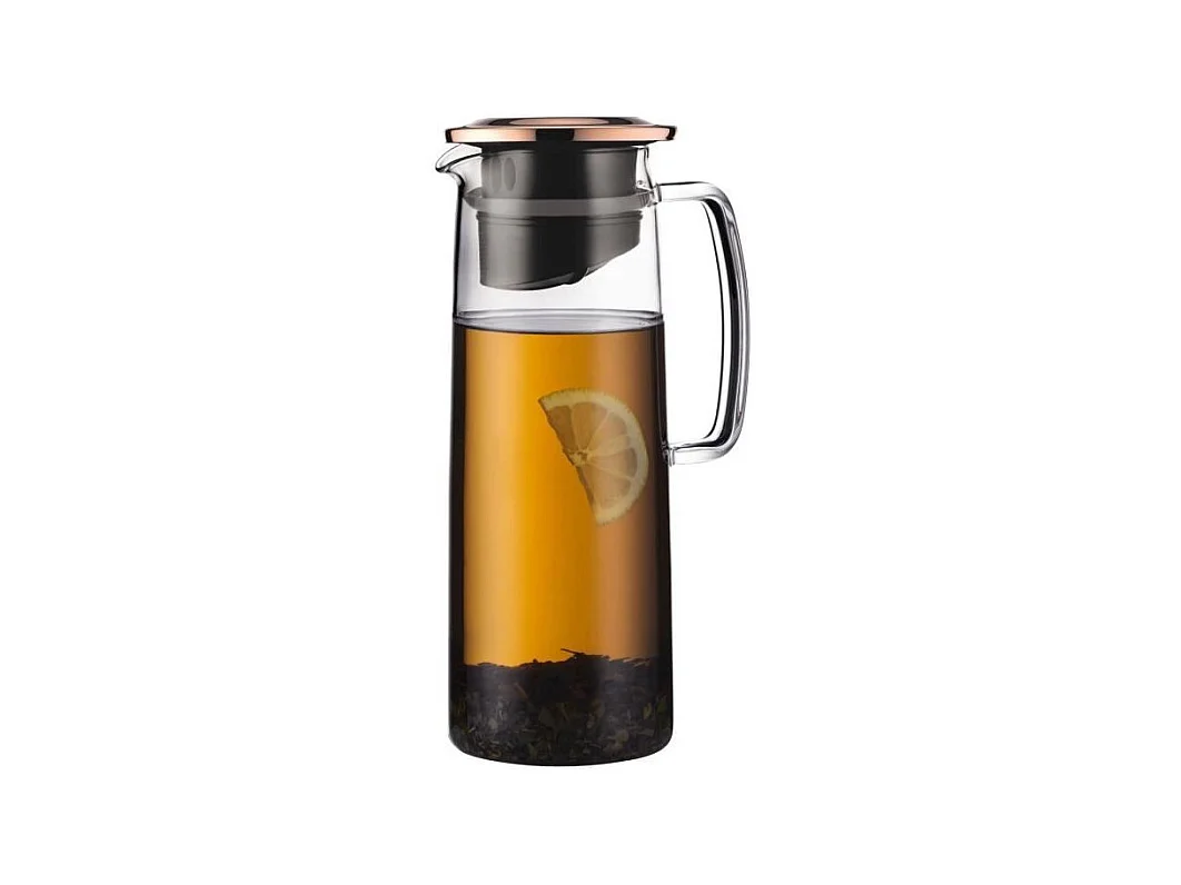 Pichet infuseur en verre - BODUM - Biasca - Couvercle cuivre avec filtre - 1.2 l - Transparent