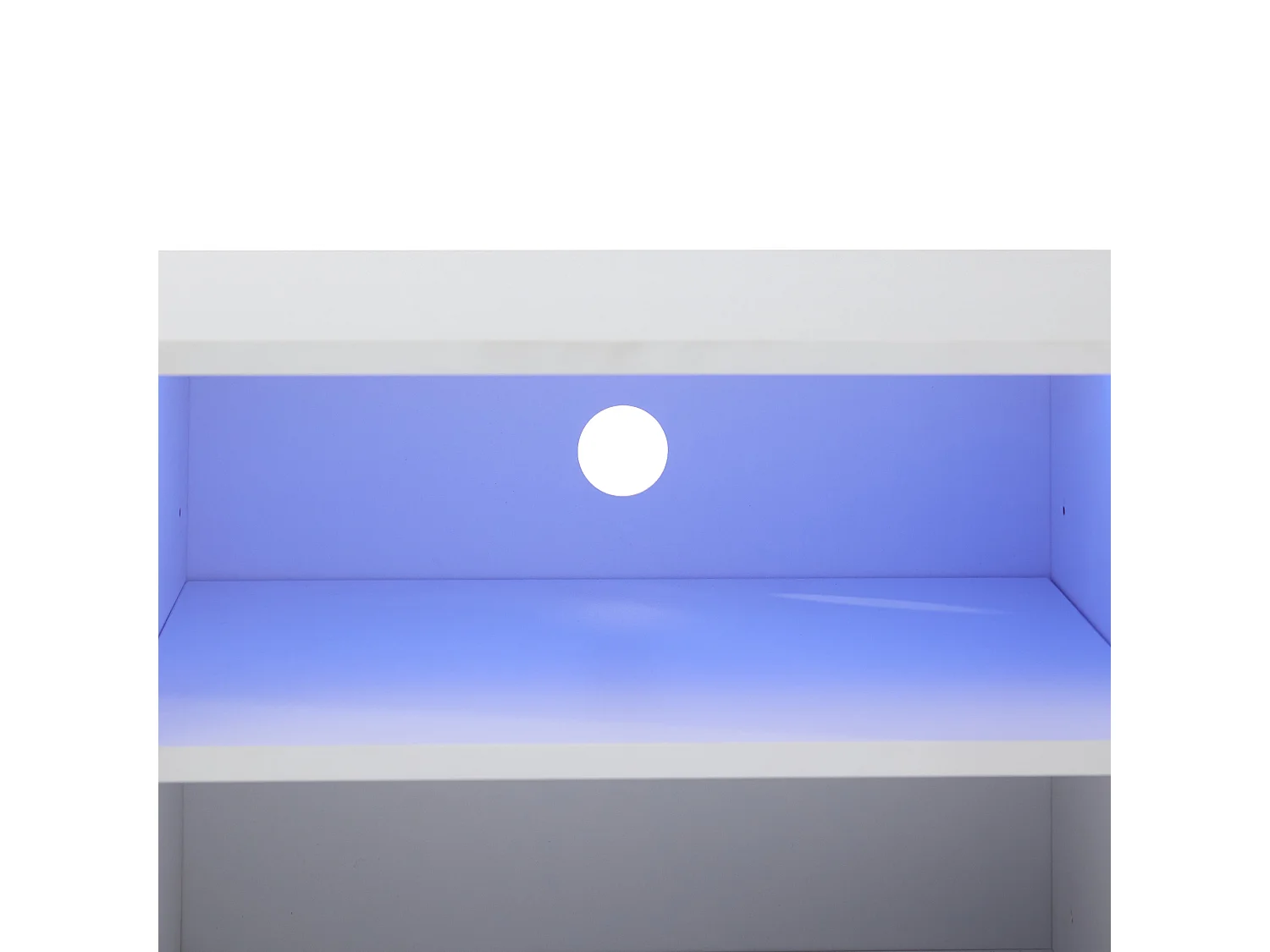 Meuble TV bas brillant de 160 cm avec fonction de rangement LED et 2 portes d'armoire - Blanc