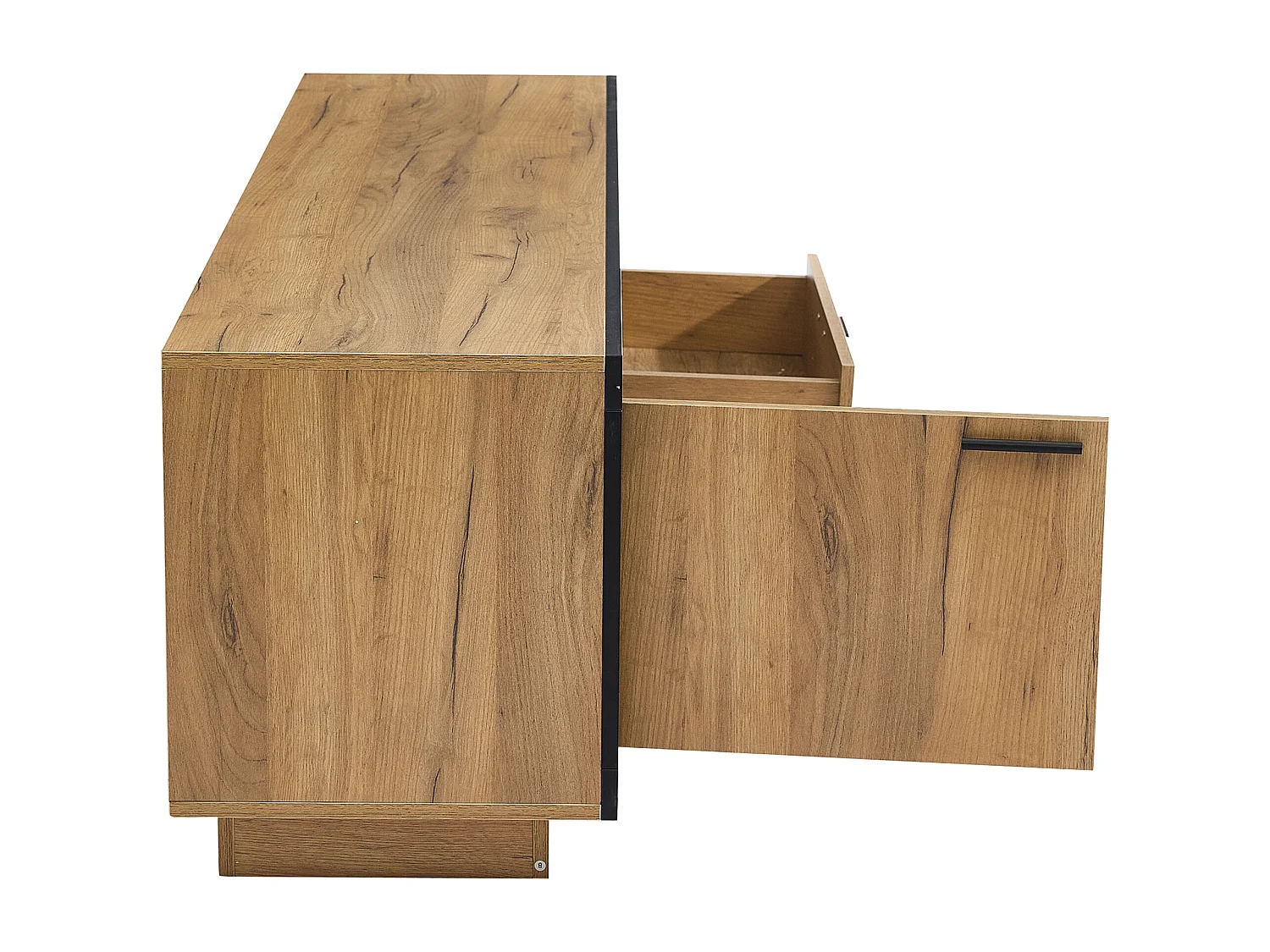 Meuble TV LED 160 * 40 * 50cm, Moderne Lowboard Rangement, Console TV avec Étagères en Verre, Noir