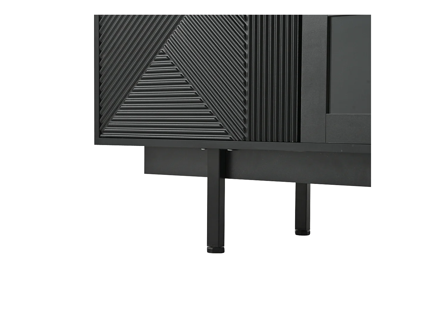 Mueble de TV bohemio con espacio de almacenamiento, puertas de armario minimalistas, 200 x 40 x 51 cm, negro