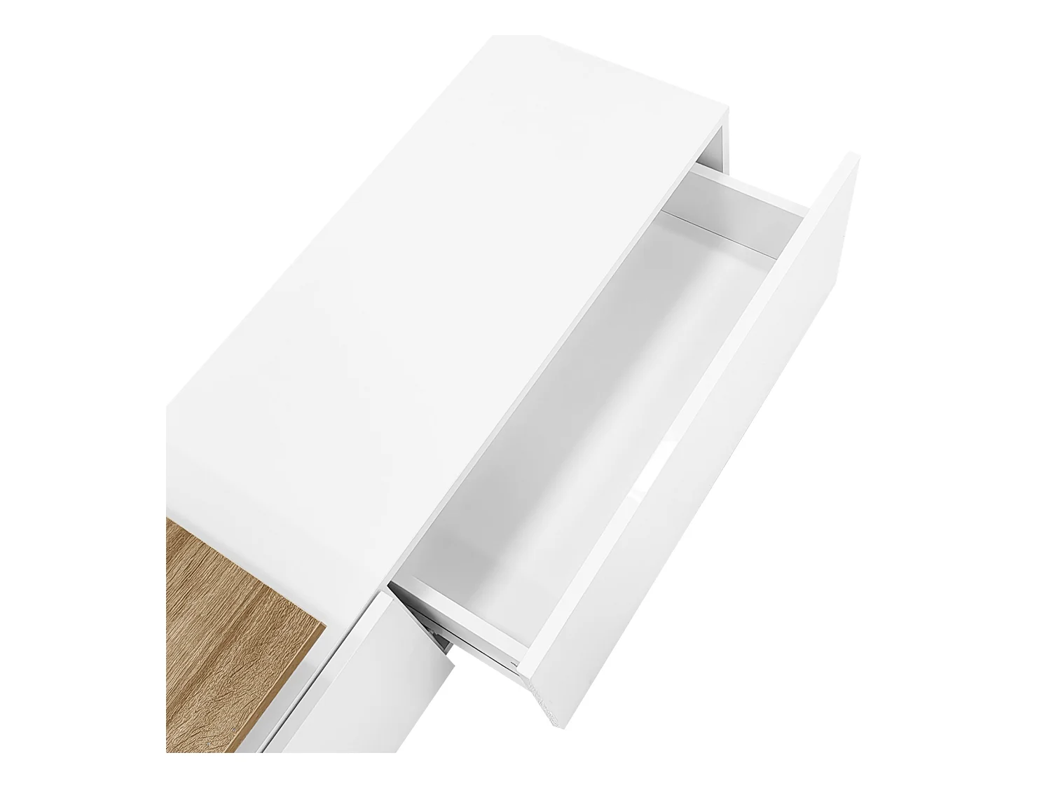 Meuble TV Moderne avec LED, Commode avec Rangement , étagères en Verre, 170x33x33.5cm, Blanc