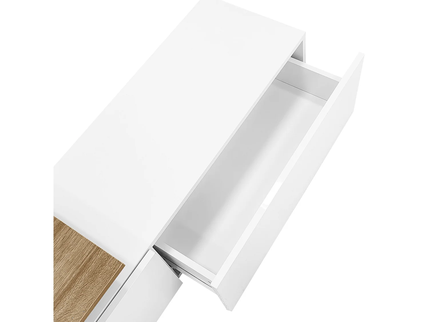 Meuble TV Moderne avec LED, Commode avec Rangement , étagères en Verre, 170x33x33.5cm, Blanc