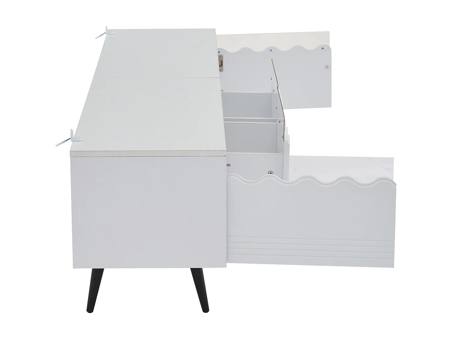 Mueble de TV con iluminación LED - Mueble de TV con 2 puertas y 2 cajones - Blanco - 176 cm