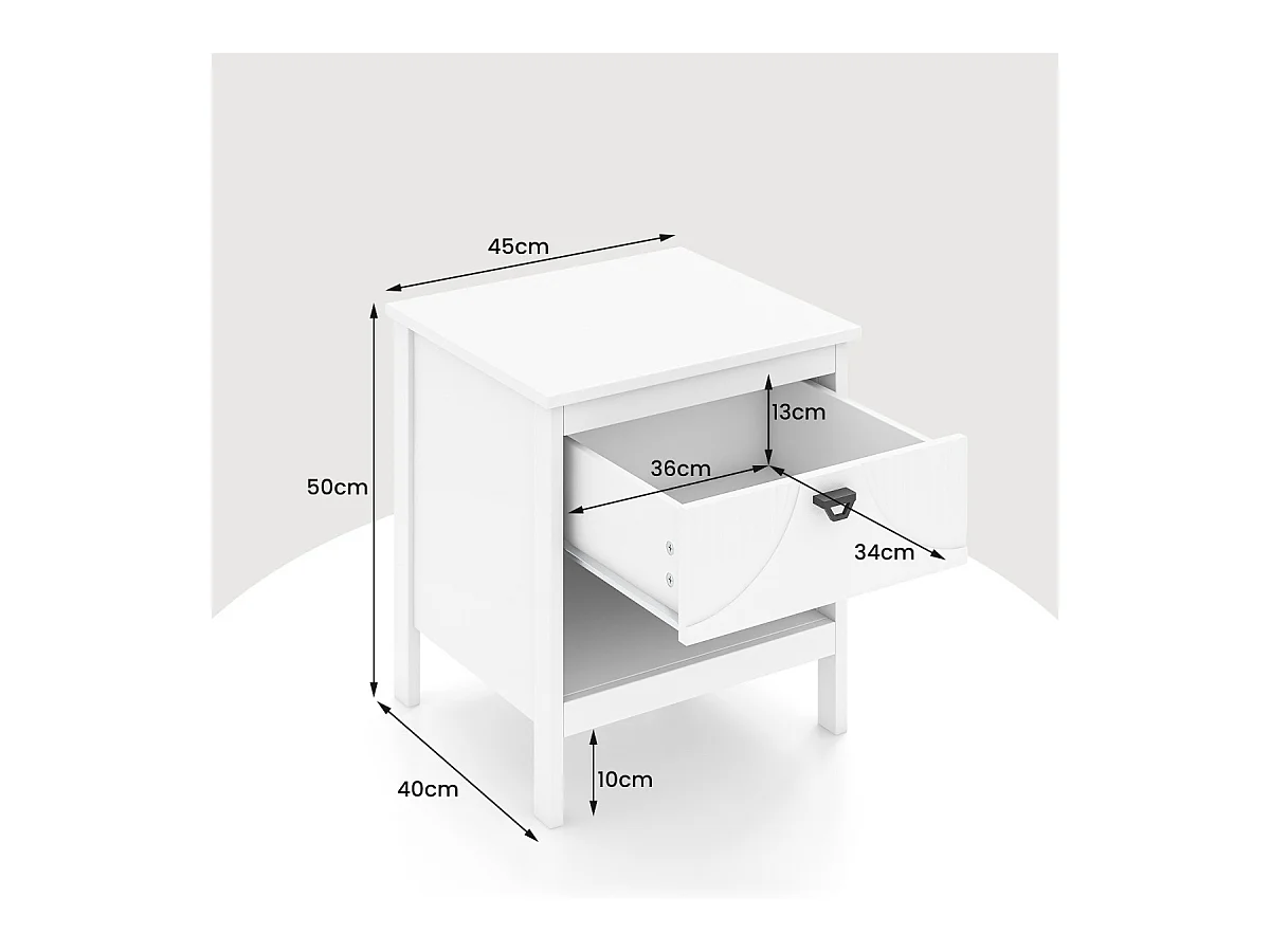 2 Ebenen Nachttisch mit Schublade & Offenem Regal Beistelltisch Holz Nachtschrank Sofatisch