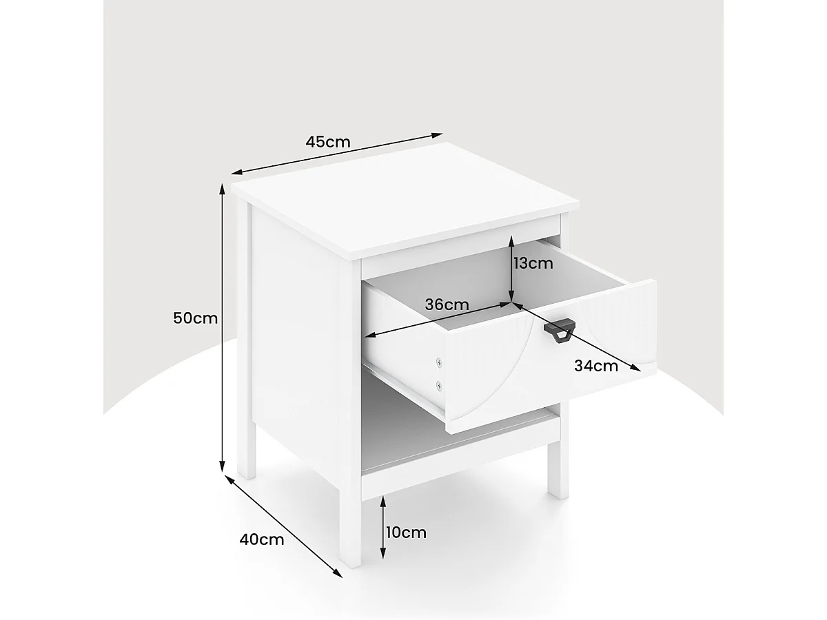 2 Ebenen Nachttisch mit Schublade & Offenem Regal Beistelltisch Holz Nachtschrank Sofatisch