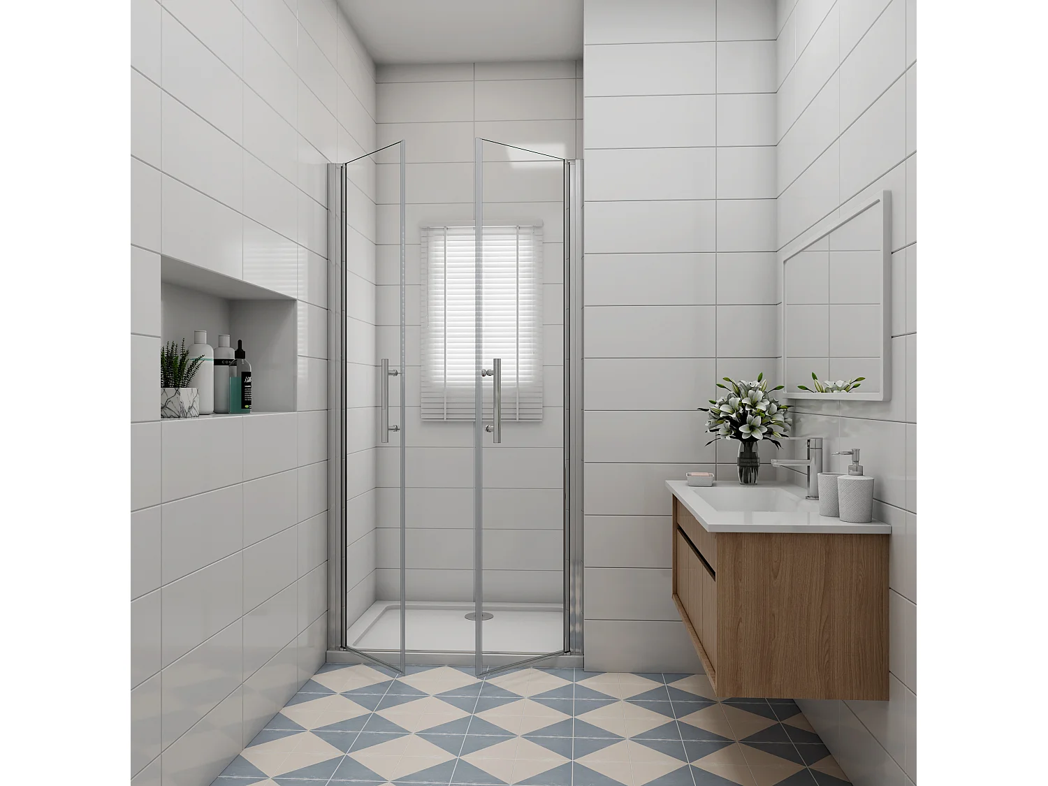 100x195cm 6mm Sicherheitsglas Duschwand Faltwand  Duschtür Scharniertür