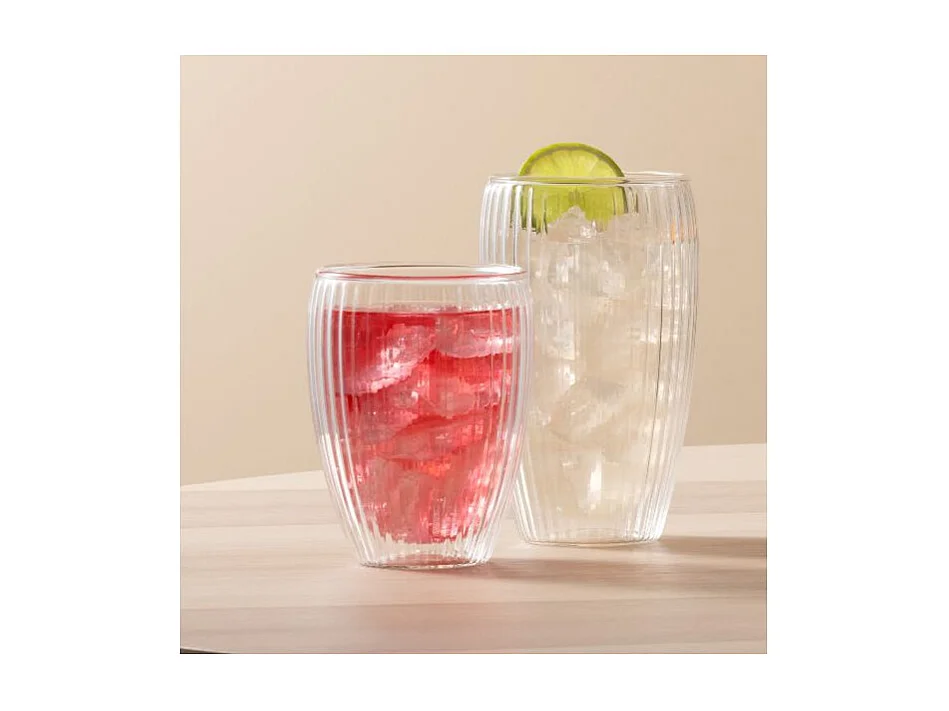 Lot 2 Verres Double Paroi 45cl Pavina Striés Bodum