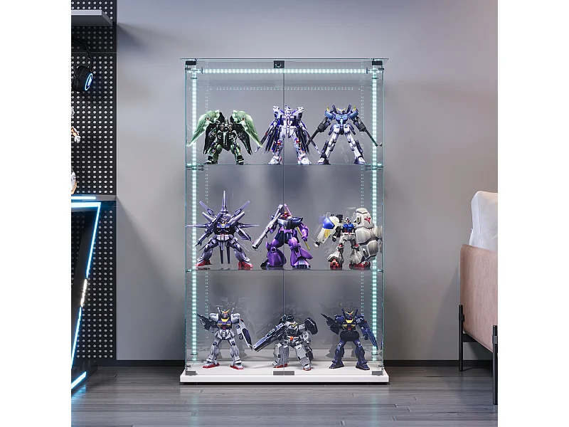 Vitrine de salon avec 4 étagères et doubles portes