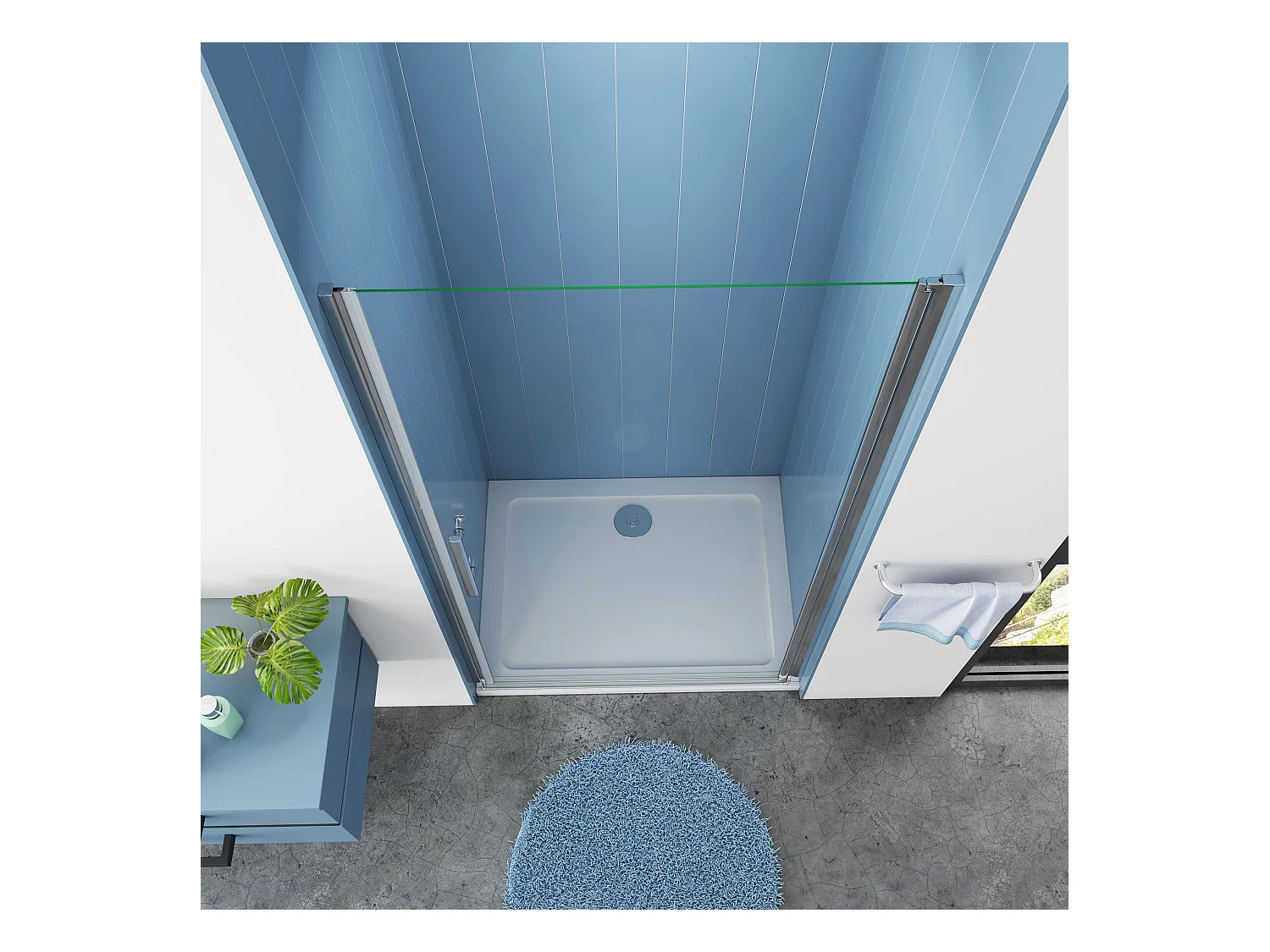 70x185cm Duschtrennwand Drehtür Glastür Nischentür Duschtür Duschkabine weiß matt mit rechtsseitigem Aluminiumprofil