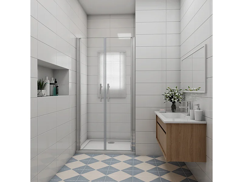 90x195cm 6mm Sicherheitsglas Duschwand Faltwand  Duschtür Scharniertür