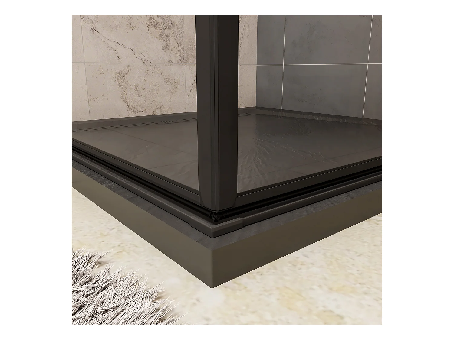 90x80x200cm 8mm Duschtrennwand Drehtür Glastür  Duschtür Duschkabine schwarz mit Duschwand